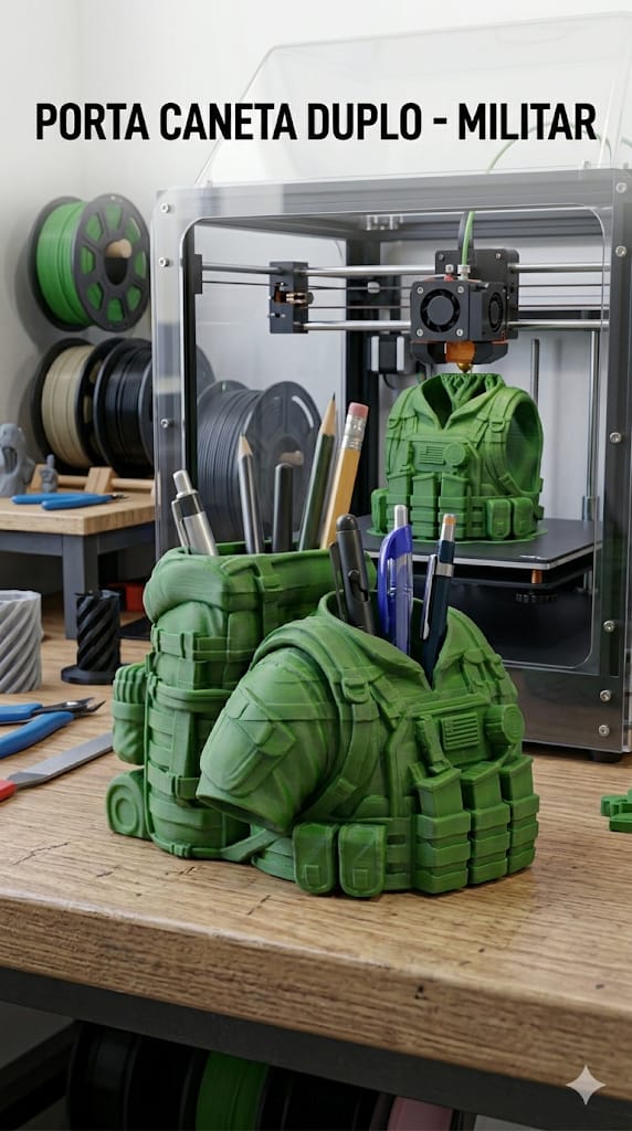 Porta Canetas Duplo - Militar